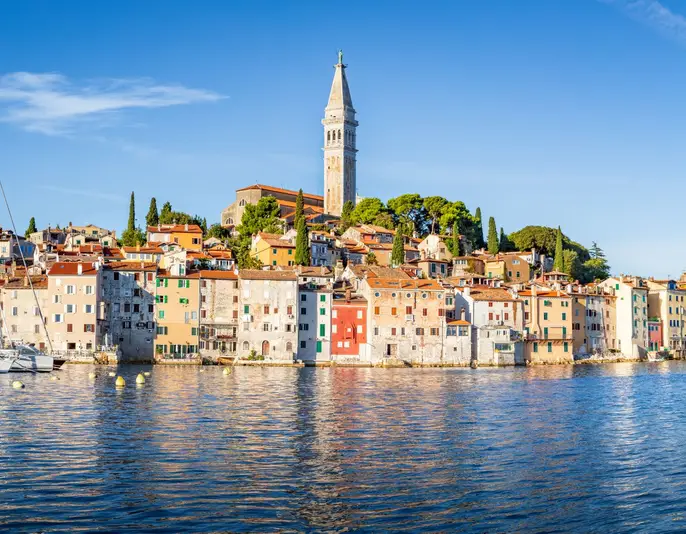 Classic panoramic view of Rovinj old town, Istria, Croatia