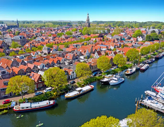 Aerial from the city Enkhuizen in the Netherlands