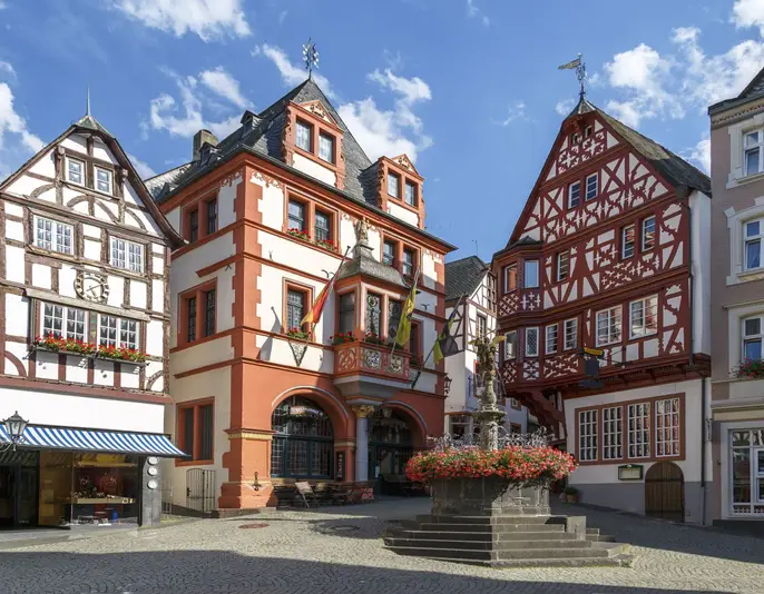german church located high above the mosel river near bernkastel-kues germany.